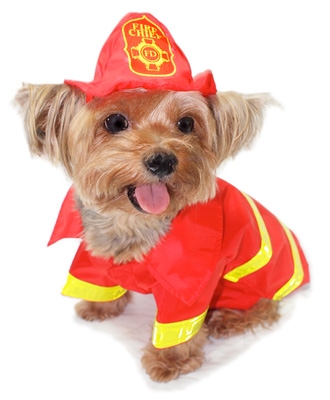 Red and Yellow Fireman Dog Costume