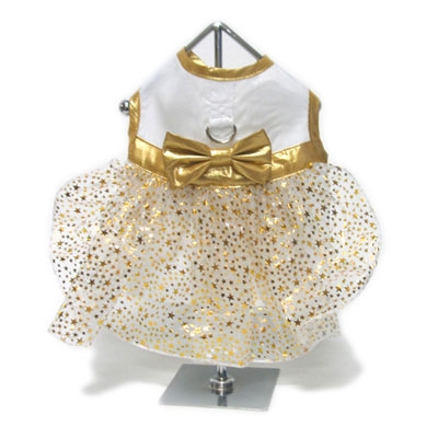 Gold Fairy Dog Dress Costume With Wings
