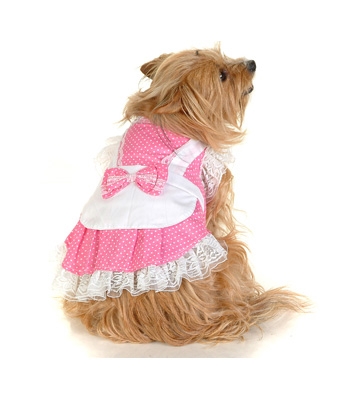 Pink Dotty Maid Dog Costume