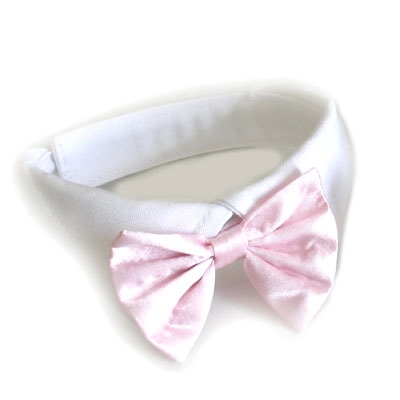 Pink Satin Bowtie Dog Collar